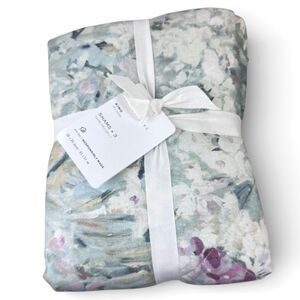 Pottery Barn Giverny Fleur Organic Cotton Percale King Floral Shams X 3 NEW